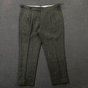 Suitsupply Pants Mens 38x27 Dress Braddon Turn Up Wool Silk Linen Green